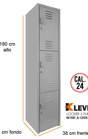 LOCKER 3 PUERTAS SERIE A GRIS