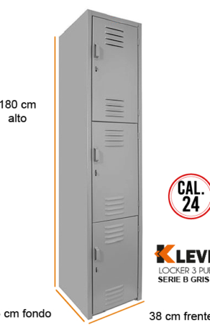 LOCKER 3 PUERTAS SERIE B GRIS